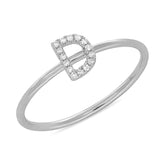 0.05ct 14k White Gold Diamond Lady's Ring - Letter D